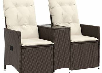 Rozkładana sofa ogrodowa ze stolikiem, 2-os., brąz, rattan PE（SKU365711）