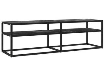 Szafka pod TV czarny marmur 140x40x405 cm szkło hartowane WM-331717