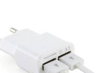 ładowarka zasilacz 2xUSB 5V 2A biała