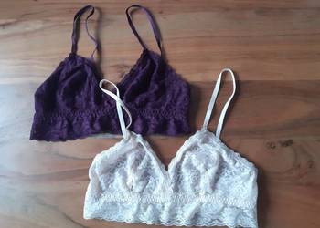 2 sztuki H&M Koronkowy biustonosz Ecru Fioletowy EUR 40