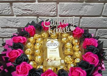 Słodki bukiet z ferrero Bukiet z róż mydlanych Prezent na Dzień Kobiet