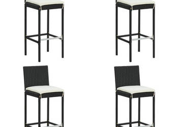 Ogrodowe stołki barowe z poduszkami 4 szt. czarne polirattan WM-316670