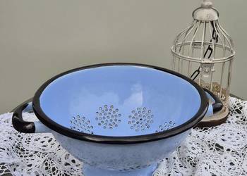 Durszlak emaliowany, cedzak emaliowany błękitny Olkusz, emalia Olkusz