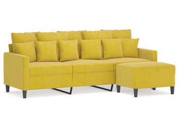 3-osobowa sofa z podnóżkiem żółta 180 cm aksamit WM-3201113