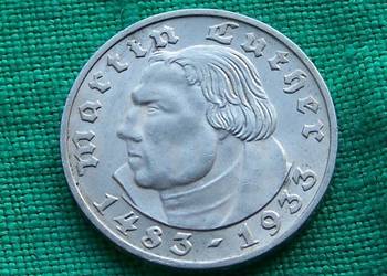 Niemcy III Rzesza 2 marki 1933 D  Ag Marcin Luter niebrzydkie