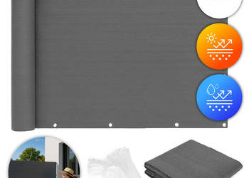 Osłona balkonowa z okuciami 100x500 cm siatka cieniująca + elementy instal…