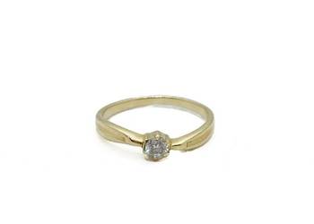 Złoty Pierścionek Próby 585 1,75g Rozmiar 14 Cyrkonia Ocechowany