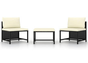 3-cz. zestaw wypoczynkowy do ogrodu poduszki czarny rattan PE WM-313514