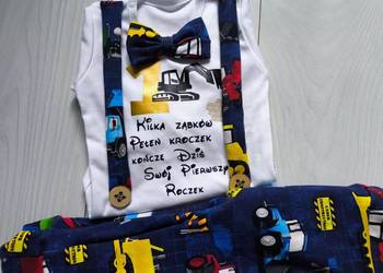 Komplet  roczek urodziny mstylroczek.pl koparka kilka zabków pełen kroczek