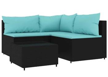 vidaXL 4-częściowy zestaw wypoczynkowy z poduszkami, polirattan(SKU:319797)