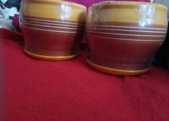 Doniczki ceramiczne, szkliwione z podstawką, cena za 2 sztuki