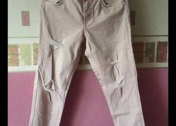 H&M  spodnie dżinsowe straight ripped destroyed jeans. jasny róż. nowe