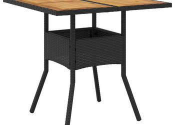 Stół ogrodowy z akacjowym blatem czarny 80x80x75cm rattan PE WM-365519