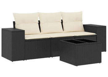 4-cz. zestaw wypoczynkowy do ogrodu poduszki czarny rattan PE WM-3254603