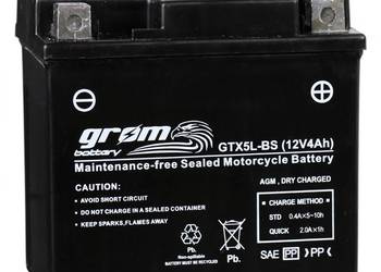 Akumulator 4Ah 80A P+ 12V motocyklowy GROM GTX5L-BS || Gliwice, Toszecka 11