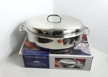 Duża brytfanna stalowa / gęsiarka Tchibo Gourmet 9L – Stal 18/10, pudelko