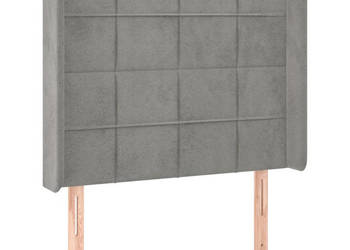 Zagłówek uszak jasnoszary 83x16x118/128 cm aksamit WM-3119610