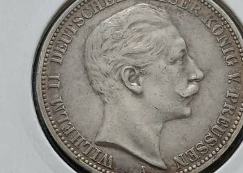 3 Marki Prusy 1909 r.-Wilhelm II - men."A"
