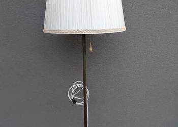 Stara lampa stojąca podłogowa mosiądz 172cm abażur E047