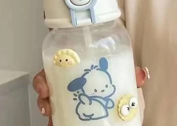 Butelka| Bidon 600ml| Ze słomką| HELLO KITTY| Błękitna| AS