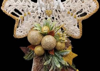 Świąteczny Anioł ręcznie wykonany 29cm podświetlany