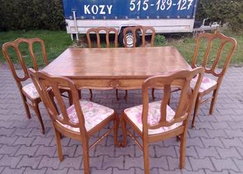 Komplet Stół i 6 krzeseł - LUDWIK XVI - Dąb , Rozkładany