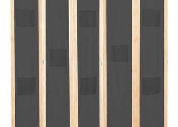 vidaXL Parawan 5-panelowy, szary, 200 x 170 x 4 cm, tkanina(SKU:248177)