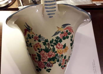 Wazon koszyk pojemnik ręcznie malowany sygnowany ceramiczny