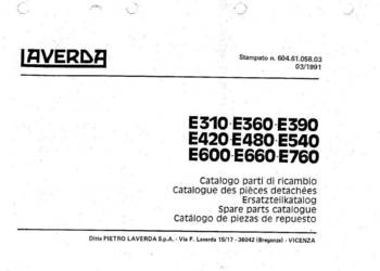 Laverda E310 E360 E390 E420 E480 E540 E600 E660 E760 heder katalog części
