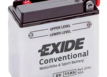 Akumulator motocyklowy 6V 11Ah 95A EN EXIDE 6N11A-1B P+