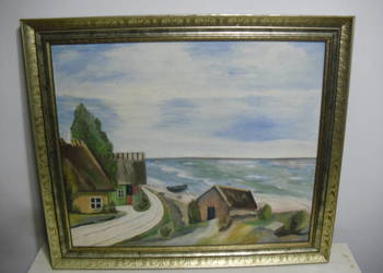 Obraz w pięknej ramie - sygnowany - 78x67cm - ANTYK -