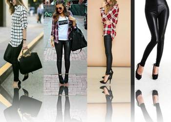NOWE  CZARNE LEGGINSY - LATEX - MATOWE - WYS.STAN R. 3XL/46