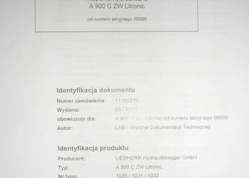 dtr instrukcja obsługi koparka liebherr A 900 C-ZW i inne