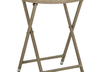 Stolik herbaciany beżowy 60 cm rattan PE i szkło hartowane WM-310559