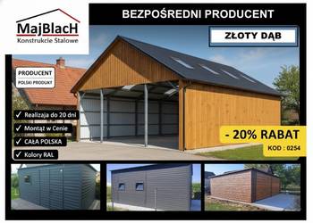 Rabat - 20% - Garaż ZŁOTY DĄB | Hala Garaż | RAL | Montaż  – Maj-Blach