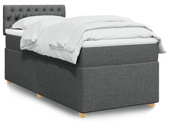 Łóżko kontynentalne z materacem ciemnoszara tkanina 90x200 cm WM-3288871