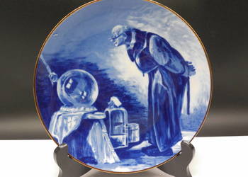 Kolekcjonerski Talerz Carl Spitzweg „Alchemik”Wallendorf Echt Kobalt