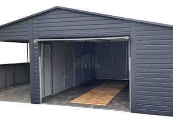 Garaż blaszany 5x6m + wiata 4m Brama uchylna  dach dwuspadowy TS977