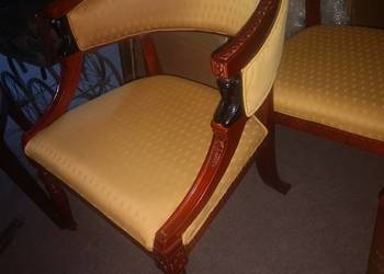 fotel kubelkowy, Berżera, z popiersiami kobiety, mahoń