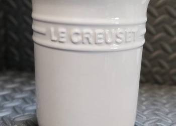 Le Creuset biały pojemnik słoik na sztućce do przechowywania z kamionki