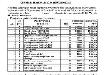 Maszyny rolnicze II Licytacja 50% ceny wywolawczej