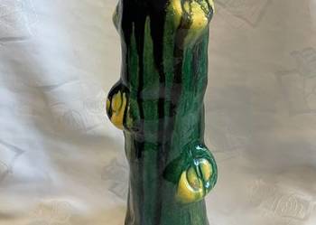 Wyjątkowy zielony wazon ceramiczny, proj. Marian Garga