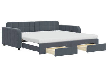 Sofa rozsuwana z szufladami ciemnoszara aksamit 100x200 cm WM-3197009