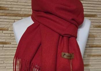 Piękny szal 50%kaszmir 50% wełna duży rozmiar 200x70 cm czerwień