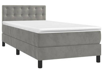 Łóżko kontynentalne z materacem i LED szare aksamit 90x200 cm WM-3134621