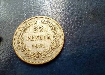 Stare monety 25 pennia 1901 Finlandia srebro