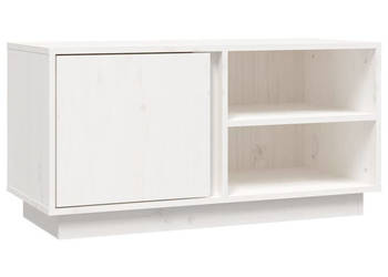 Szafka pod telewizor biała 80x35x405 cm lite drewno sosnowe WM-814465