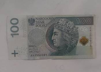 Banknot 100 zł seria AA z 2012 promocja