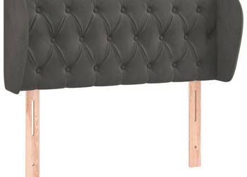 Zagłówek uszak ciemnoszary 93x23x78/88 cm aksamitny WM-3117517