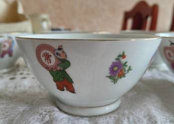 Vintage PRL Chińskie porcelanowe miski do ryżu Jingdezhen 1950 Vintage PRL Chińskie porcelanowe miski do ryżu Jingdezhen 1950